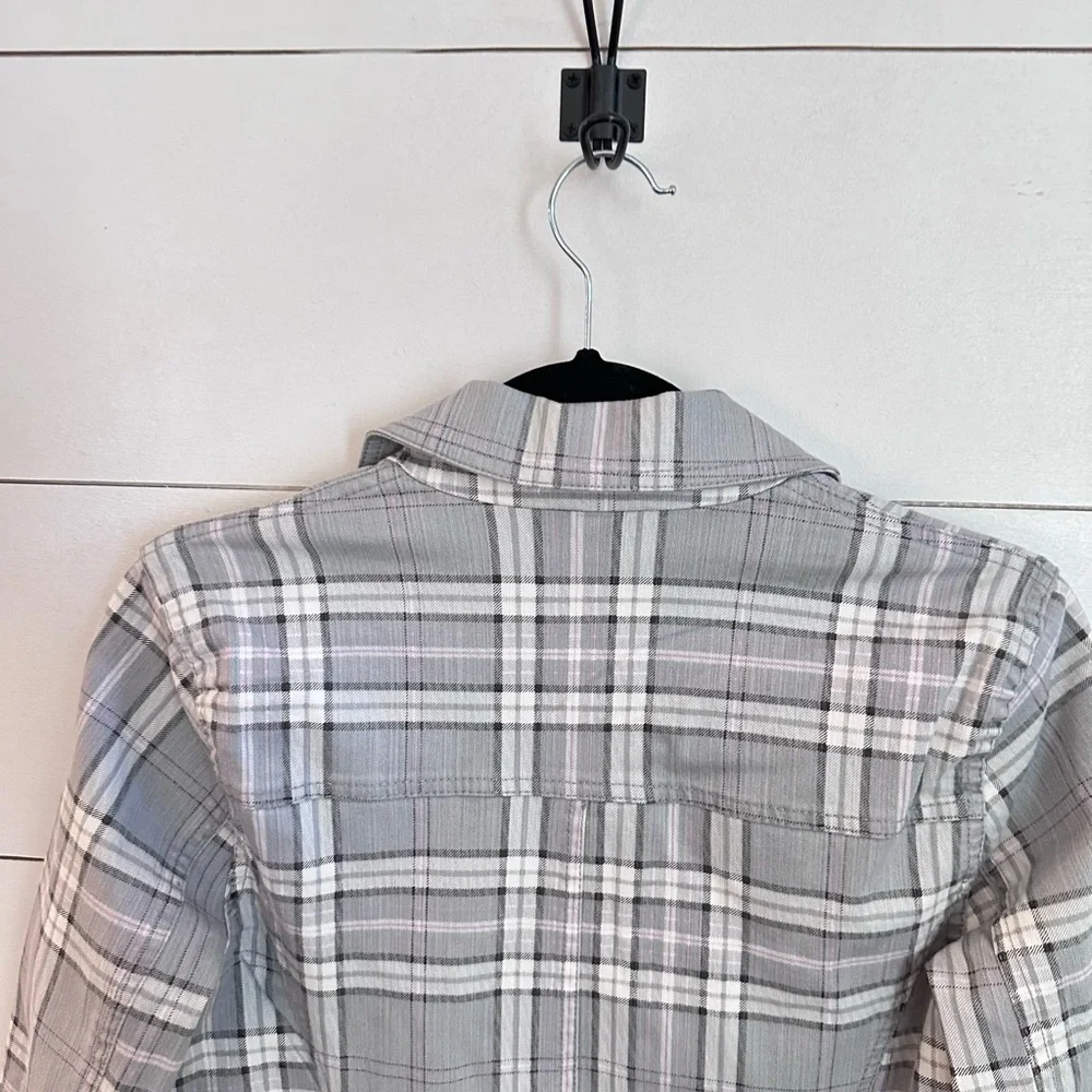 NWT AFRM S Lila grey plaid cotton preppy effortless wardrobe staple denim blazer - Picture 14 of 16